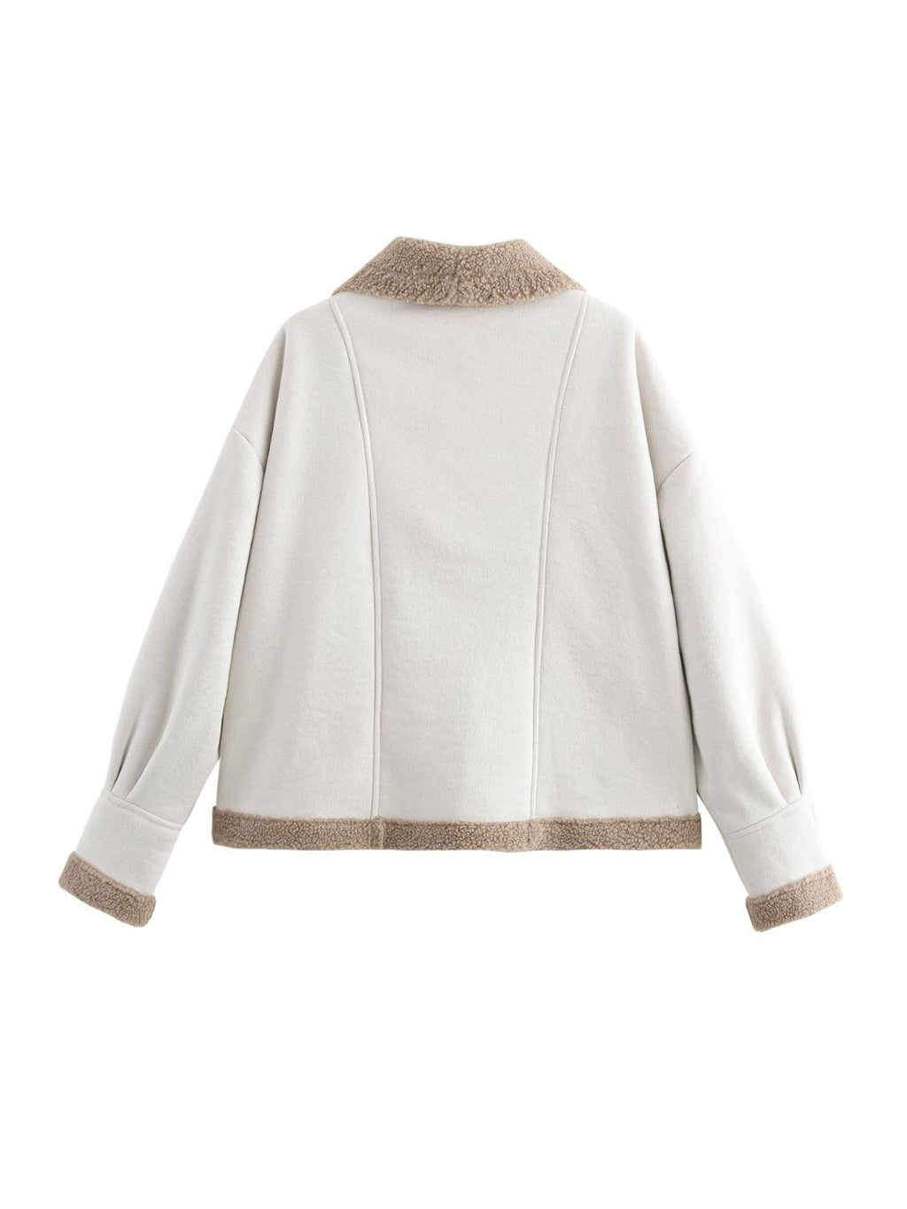 Fuzzy Collared Neck Long Sleeve Jacket - SHANKARA CHÉRIE