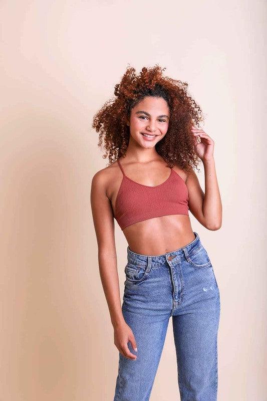 Embroided Mesh Racerback Bralette.