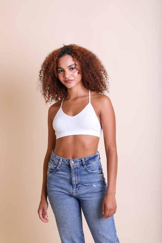 Embroided Mesh Racerback Bralette.