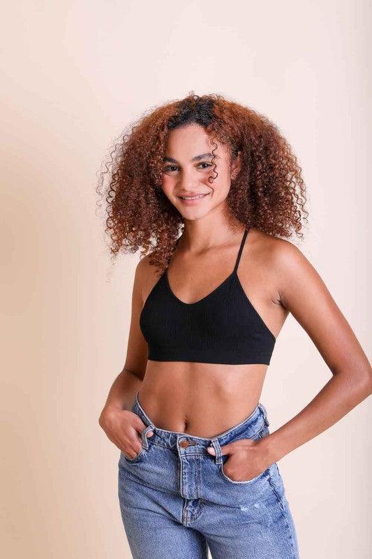 Embroided Mesh Racerback Bralette.