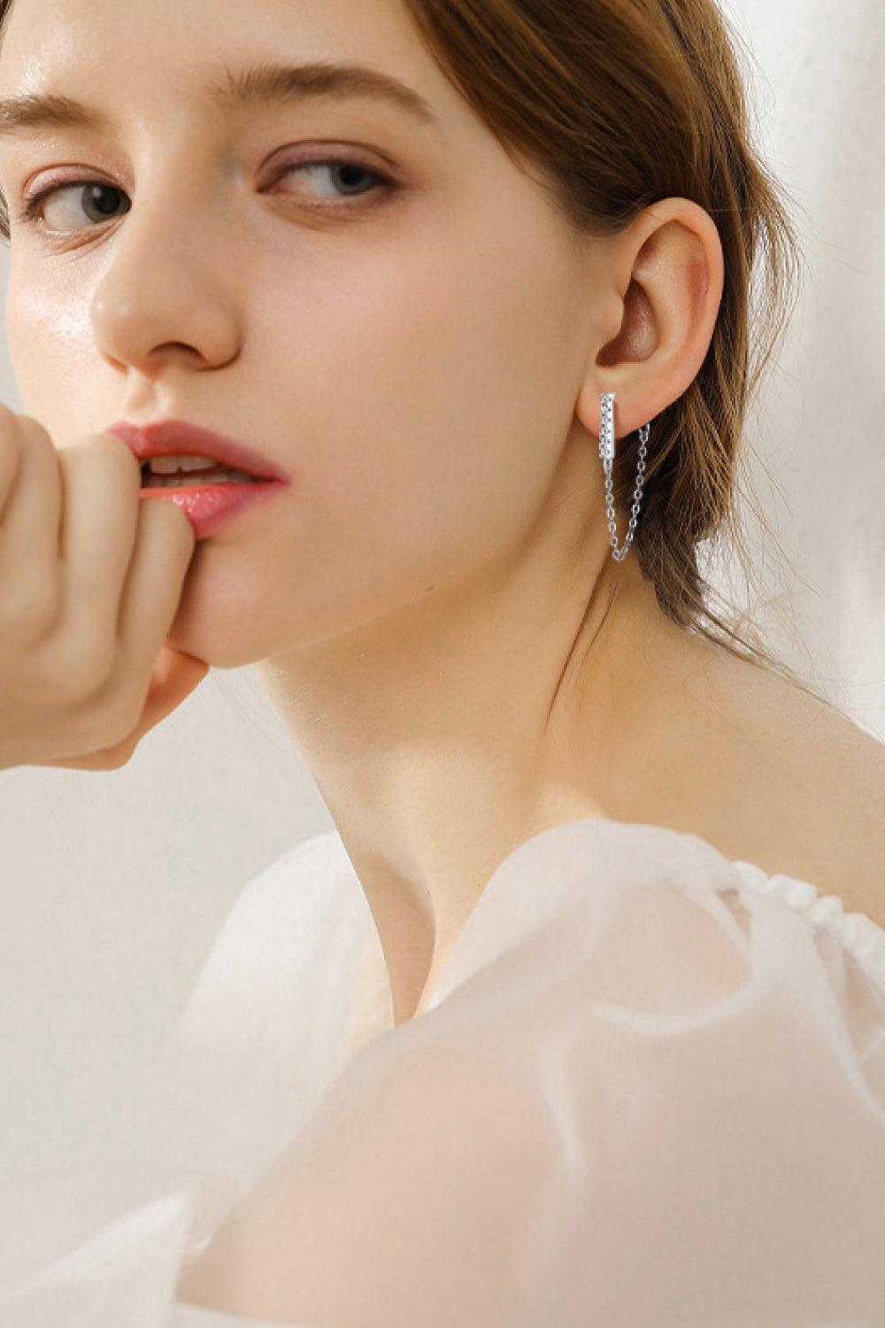 Moissanite 925 Sterling Silver Connected Earrings.