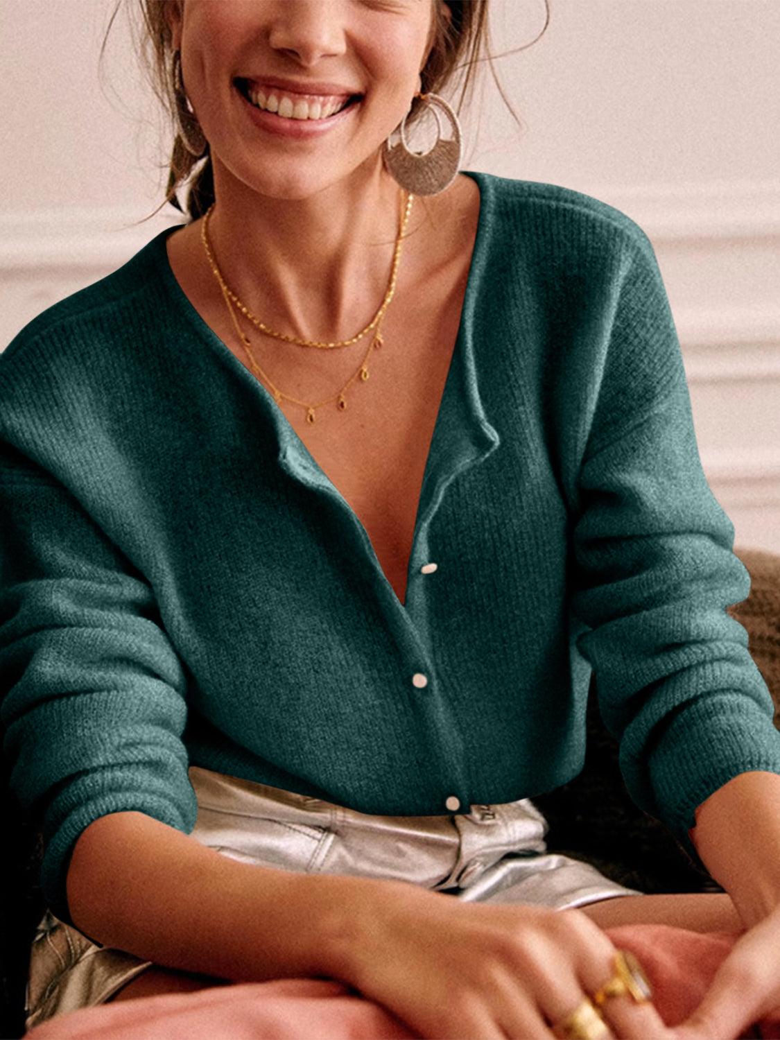 Harley Rose Button Down Long Sleeve Cardigan Sweater.