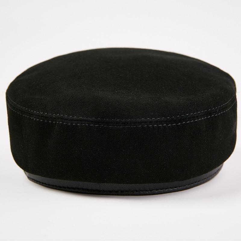 Fashion Sheepskin Flat-top Leather Hat - SHANKARA CHÉRIE