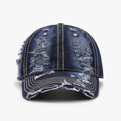 Distressed Adjustable Cotton Baseball Cap - SHANKARA CHÉRIE