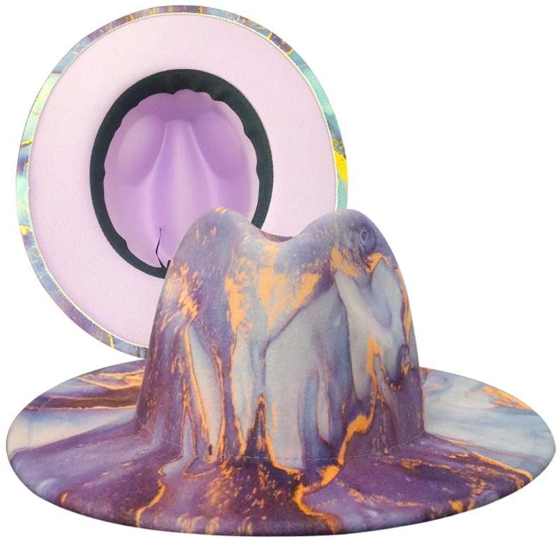 Fedora Wide Brim Tie Dye and Marble Hats.
