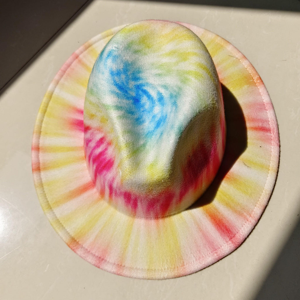 Fedora Wide Brim Tie Dye and Marble Hats.