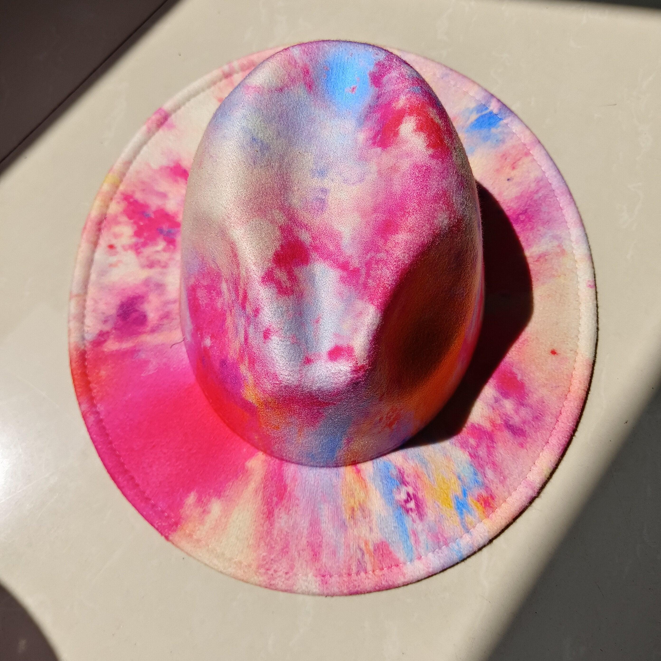 Fedora Wide Brim Tie Dye and Marble Hats.