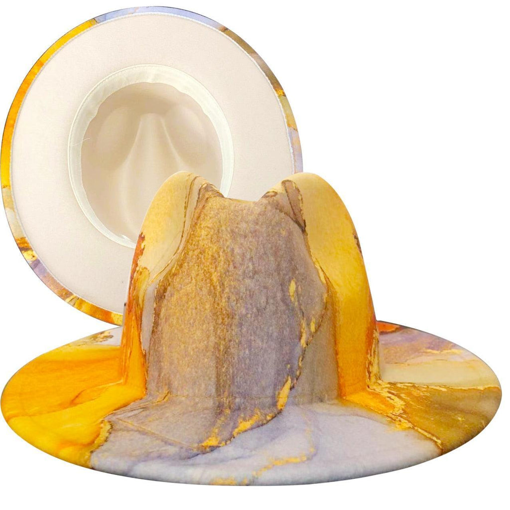 Fedora Wide Brim Tie Dye and Marble Hats - SHANKARA CHÉRIE