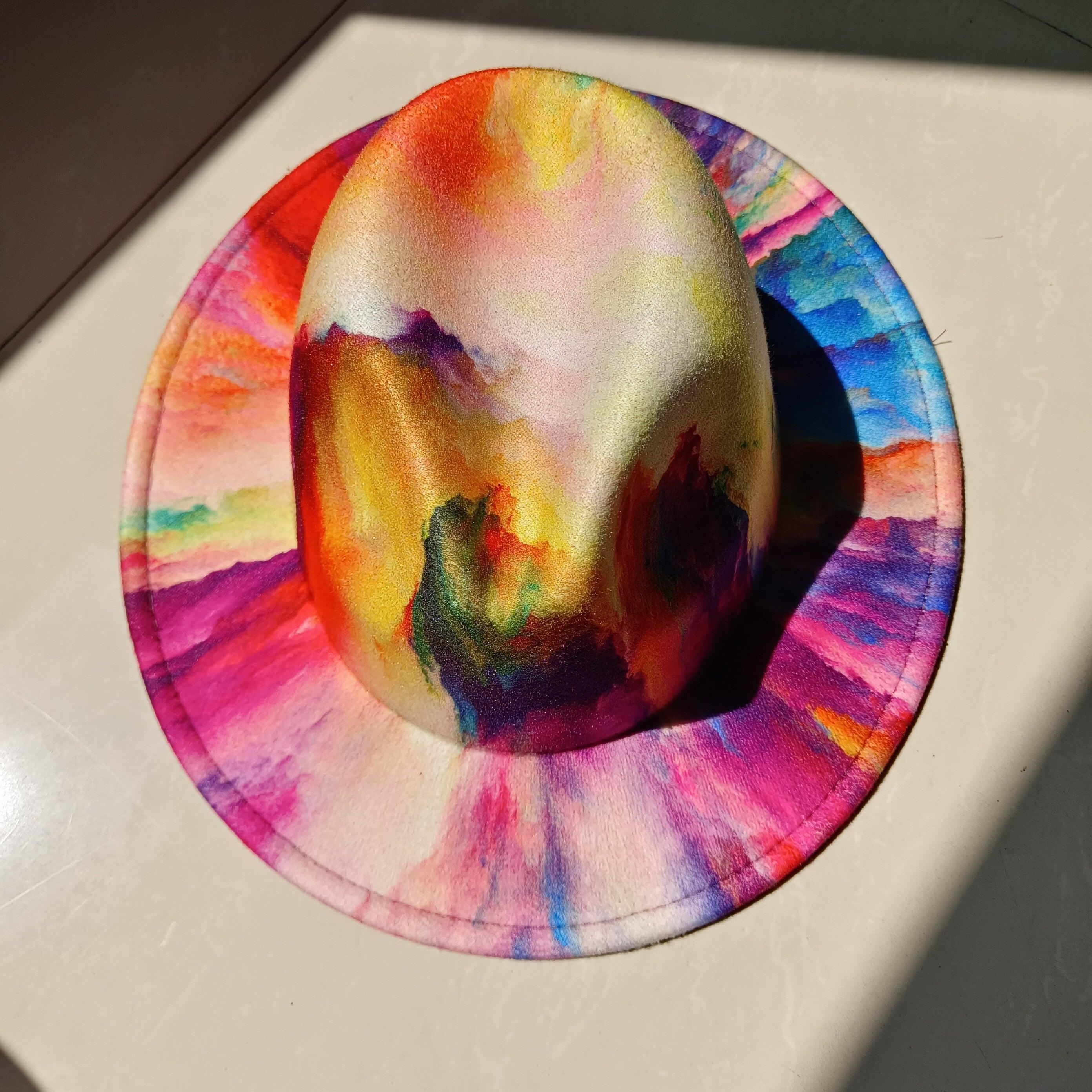 Fedora Wide Brim Tie Dye and Marble Hats - SHANKARA CHÉRIE