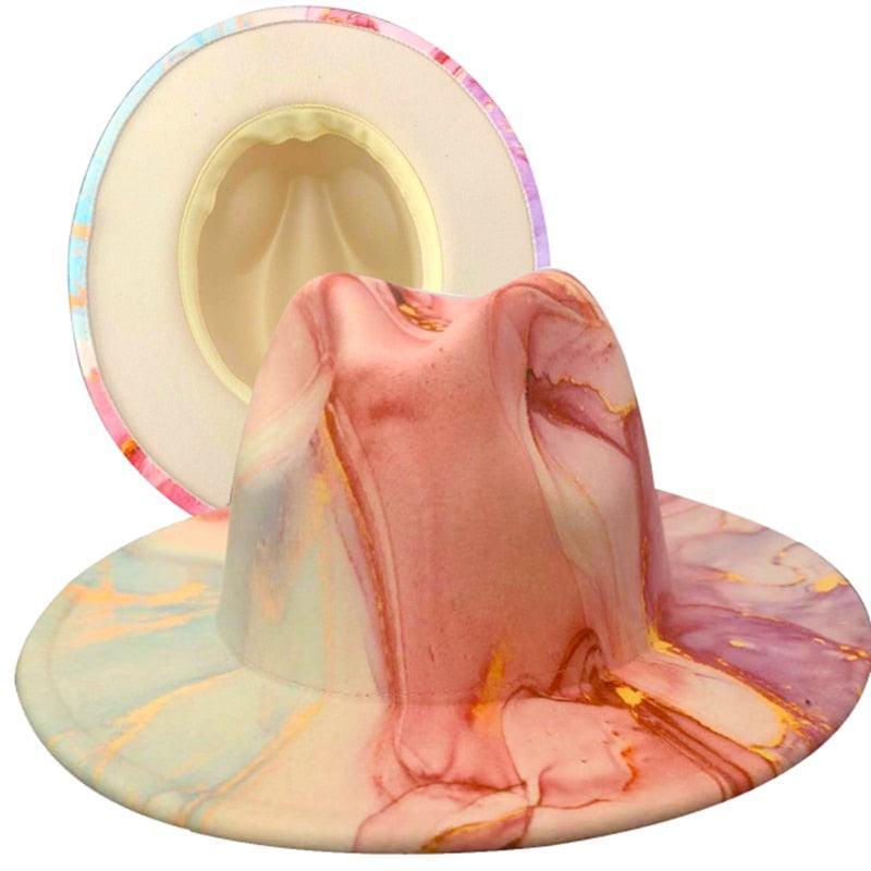 Fedora Wide Brim Tie Dye and Marble Hats - SHANKARA CHÉRIE