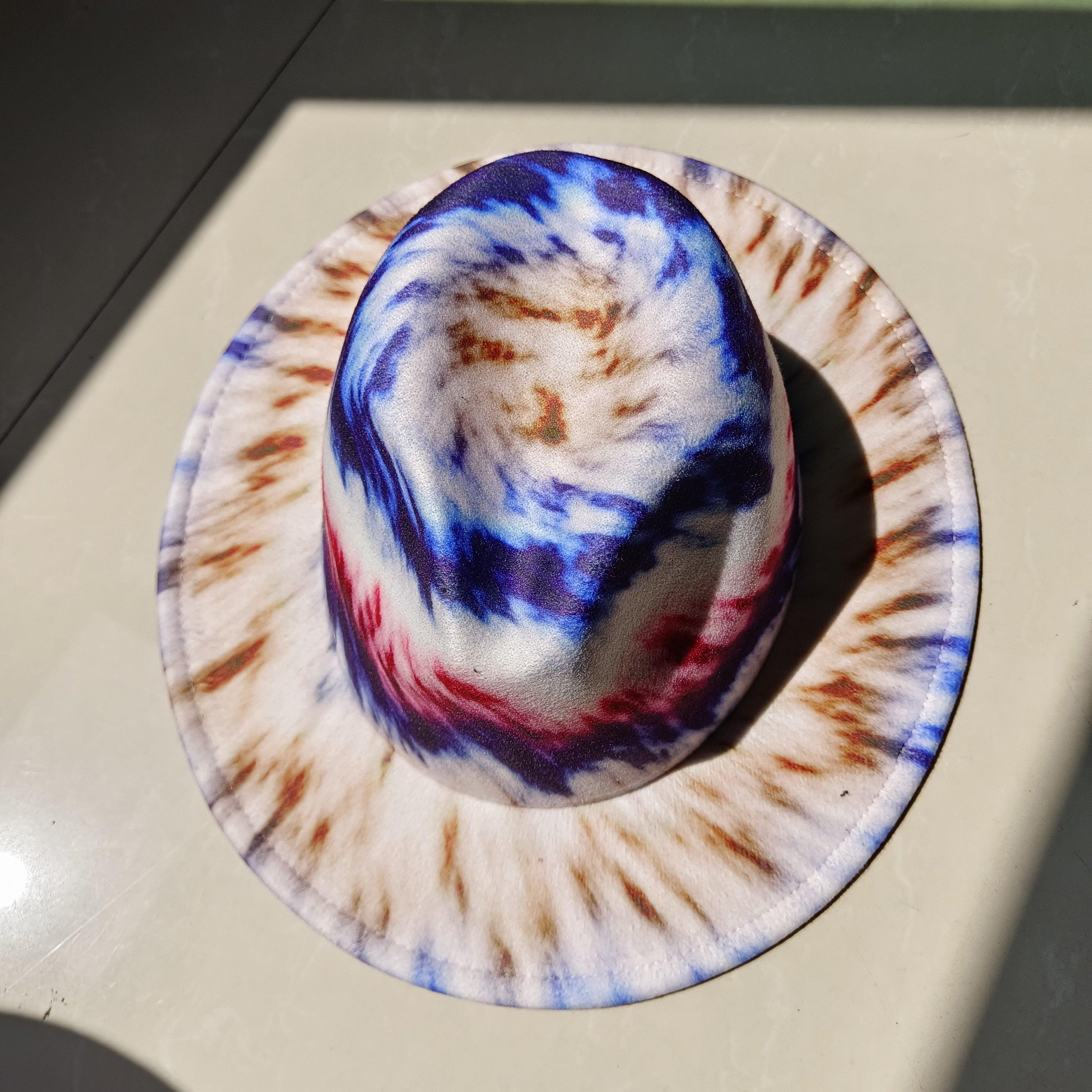 Fedora Wide Brim Tie Dye and Marble Hats - SHANKARA CHÉRIE