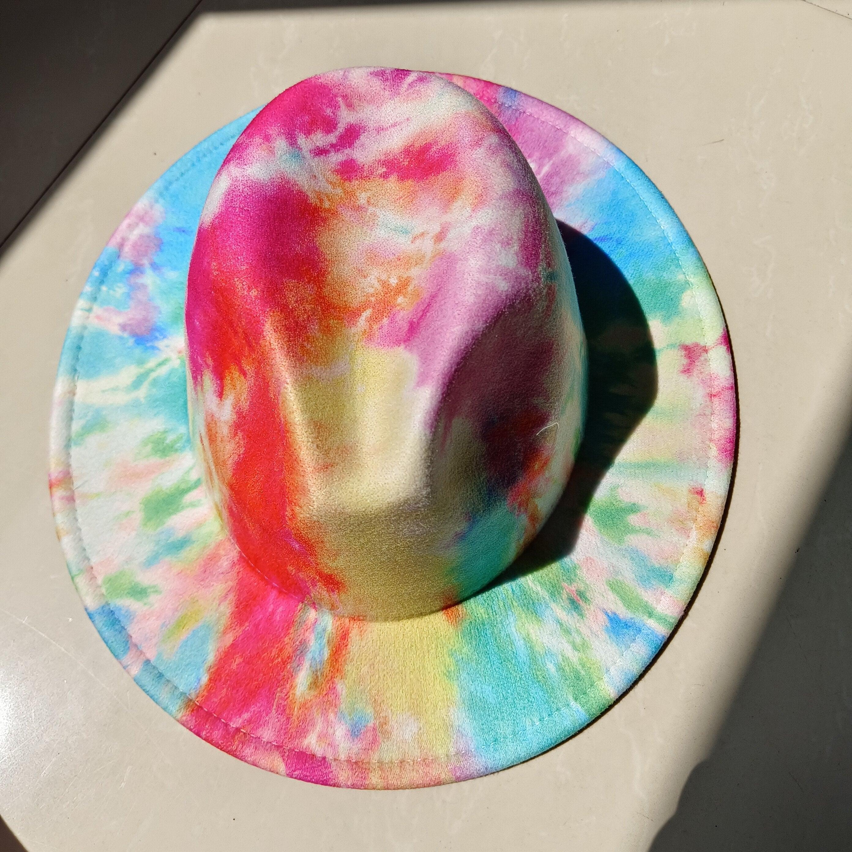 Fedora Wide Brim Tie Dye and Marble Hats.