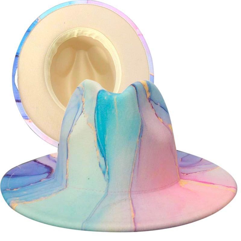 Fedora Wide Brim Tie Dye and Marble Hats.
