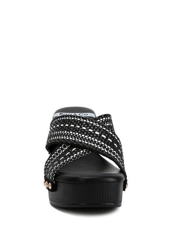 Finley Raffia High Block Heel Clogs.