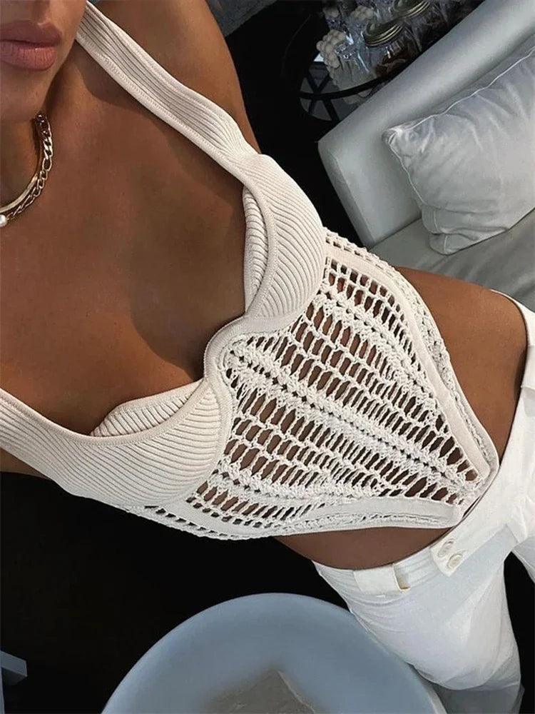 Fishbone Crocheted Knitted Corset style Crop Top.