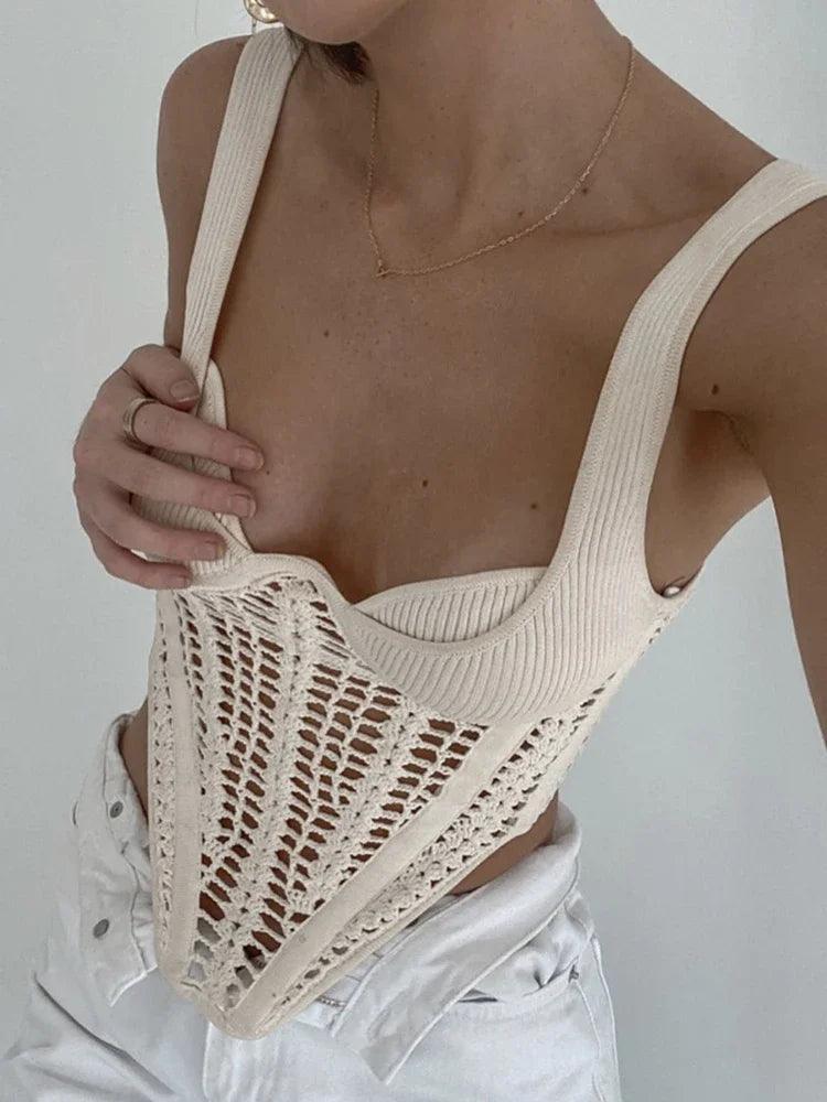 Fishbone Crocheted Knitted Corset style Crop Top.