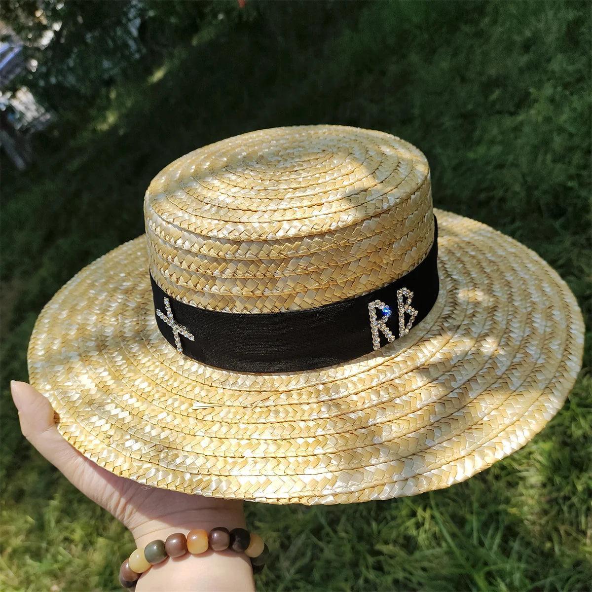 Flat Wide Brim Straw Beach Hat - SHANKARA CHÉRIE