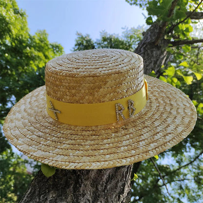 Flat Wide Brim Straw Beach Hat - SHANKARA CHÉRIE