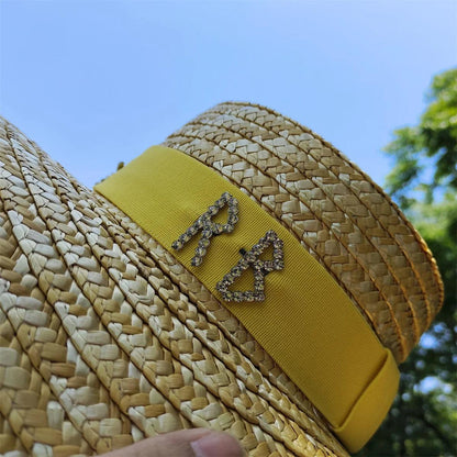 Flat Wide Brim Straw Beach Hat - SHANKARA CHÉRIE