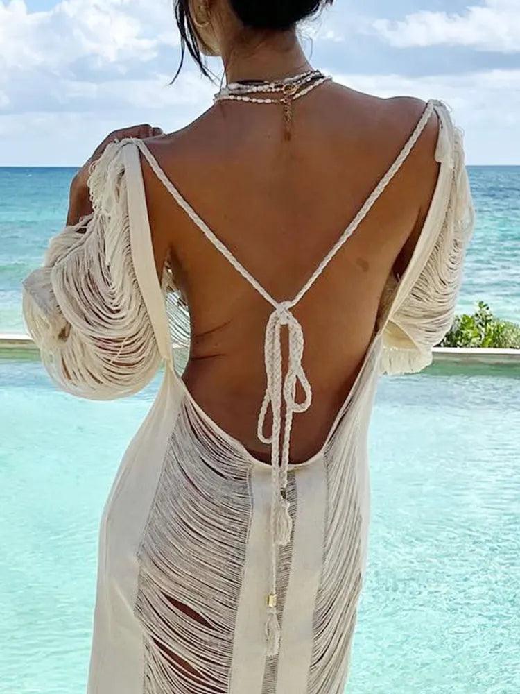 Fringe Backless Cover-up Dress - SHANKARA CHÉRIE