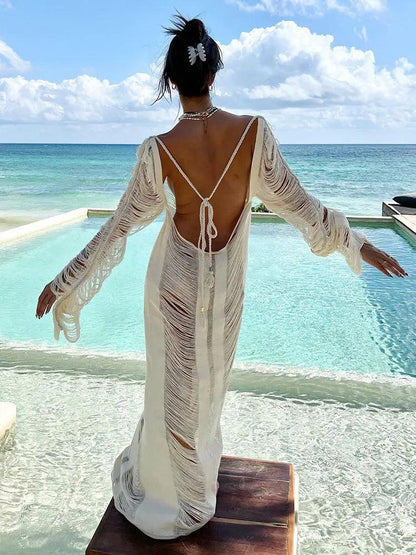 Fringe Backless Cover-up Dress - SHANKARA CHÉRIE