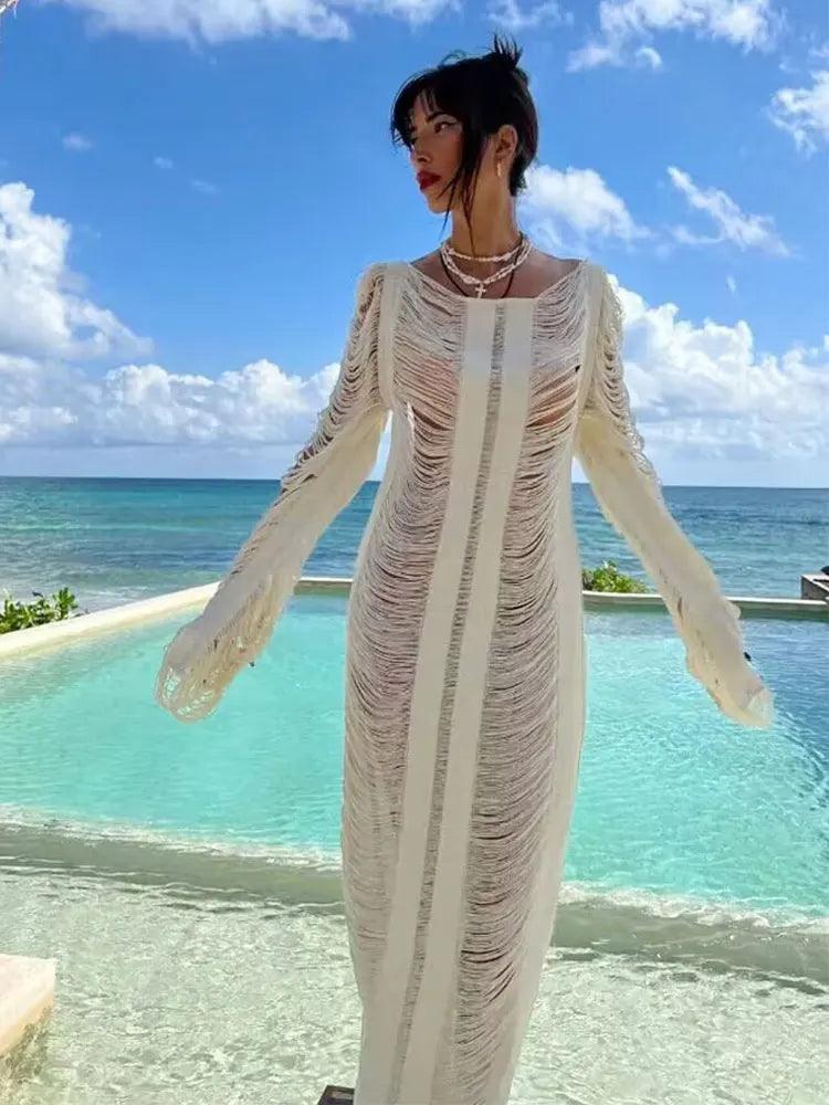 Fringe Backless Cover-up Dress - SHANKARA CHÉRIE