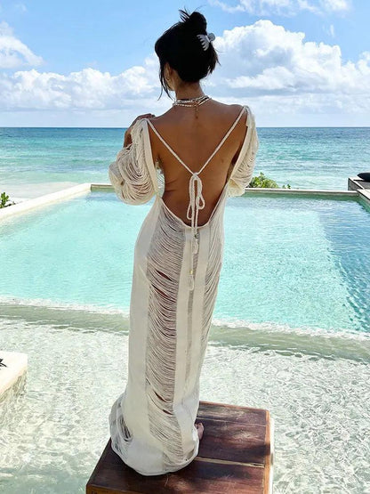 Fringe Backless Cover-up Dress - SHANKARA CHÉRIE