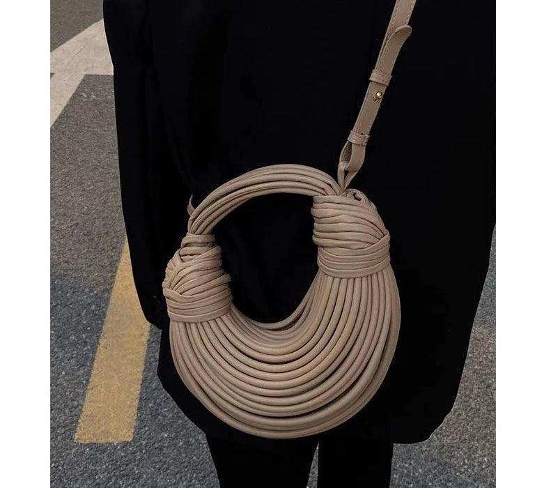 Rope Woven Moon Shape Handbag