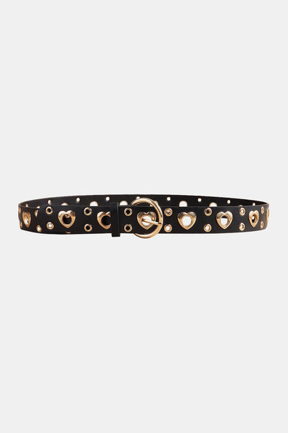 Heart Shape Alloy Detail PU Leather Belt - SHANKARA CHÉRIE