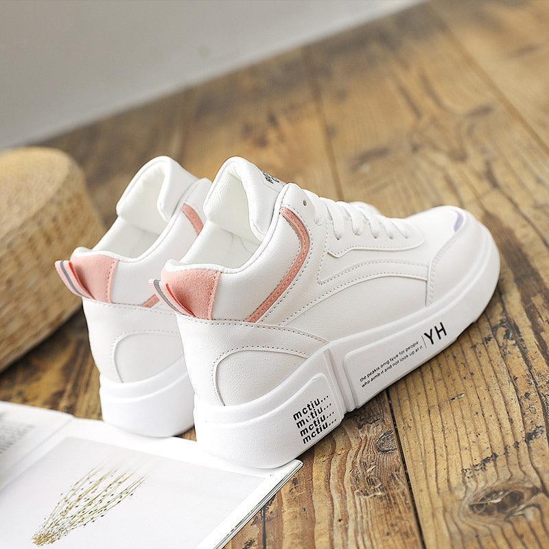 High Top Women Leather Casual Sneakers.