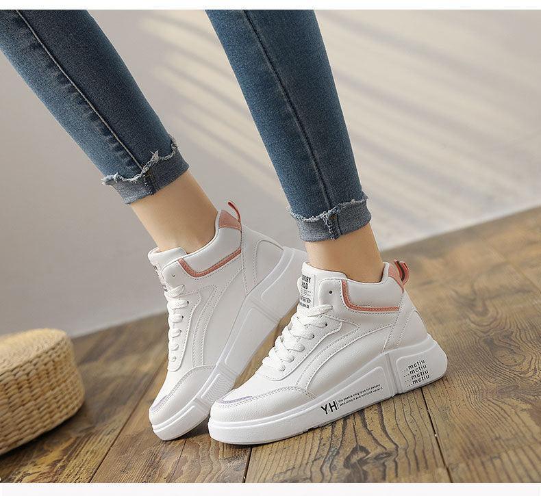 High Top Women Leather Casual Sneakers.
