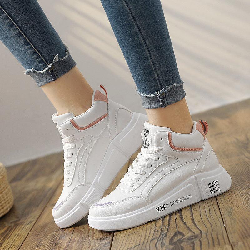 High Top Women Leather Casual Sneakers.