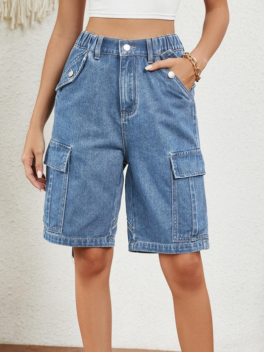High Waist Denim Shorts with Pockets.