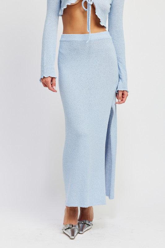 HIGH WAIST MAXI SKIRT WITH SLIT.
