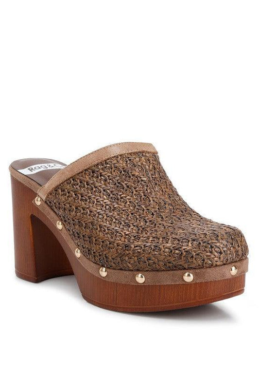 Jeydena Raffia Platform Clogs.