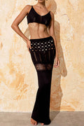 Knitted Openwork Set Crop top and Full Length Skirt.