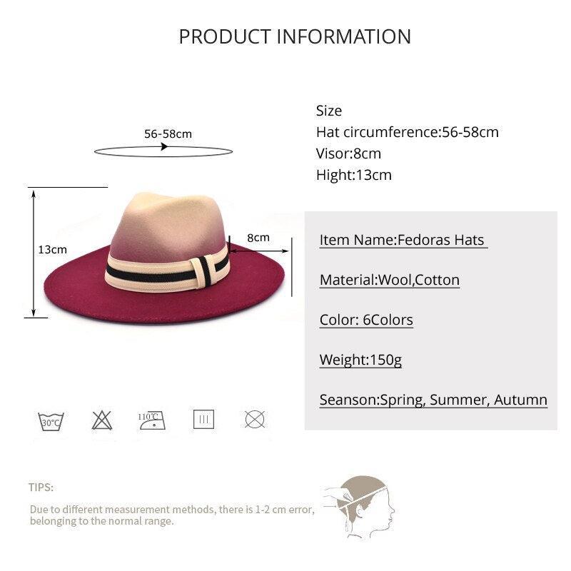 Large Brim Fedora Wool Ribbon Ombré Panama - SHANKARA CHÉRIE