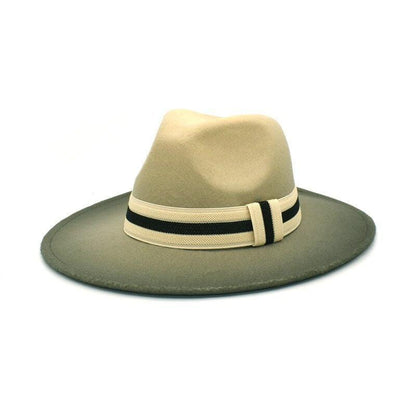 Large Brim Fedora Wool Ribbon Ombré Panama - SHANKARA CHÉRIE