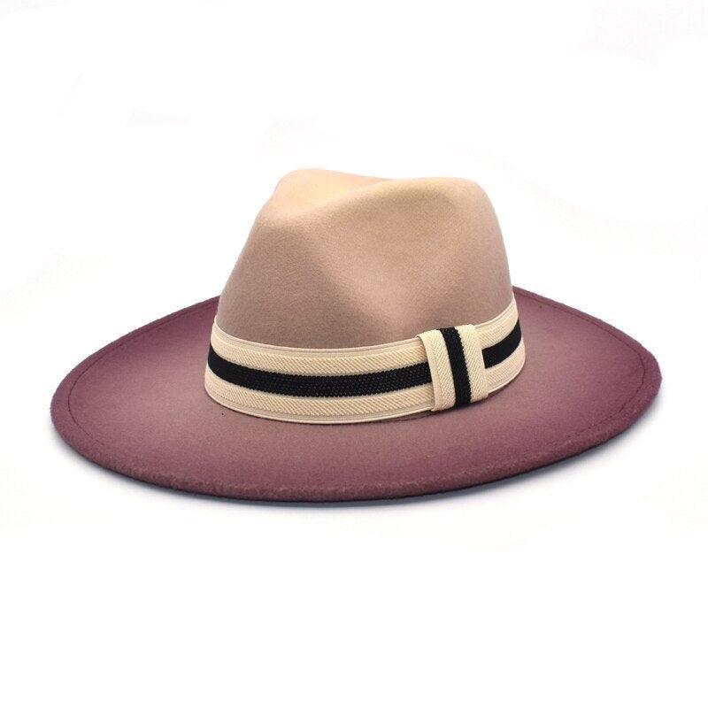 Large Brim Fedora Wool Ribbon Ombré Panama - SHANKARA CHÉRIE