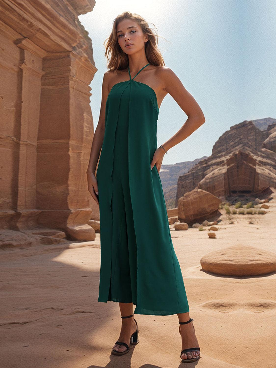 Layered Halter Neck Wide Leg Jumpsuit - SHANKARA CHÉRIE