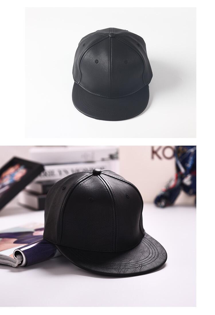 Black Leather Baseball Hat Adjustable snap back. Unisex 