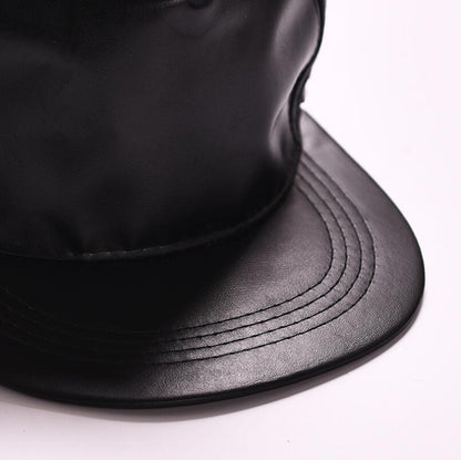 Black Leather Baseball Hat Adjustable snap back. Unisex 