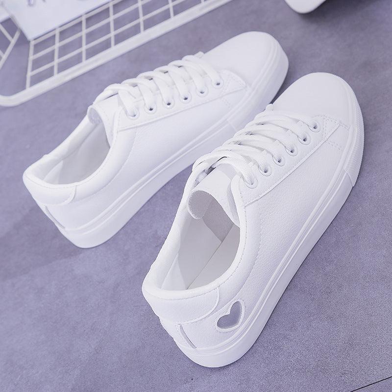 Leather Heart White Sneakers - SHANKARA CHÉRIE