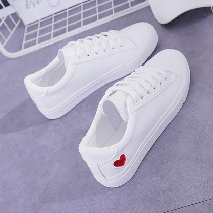 Leather Heart White Sneakers - SHANKARA CHÉRIE