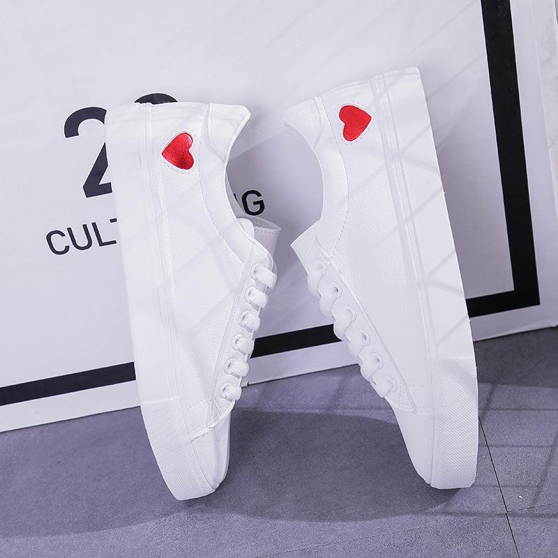 Leather Heart White Sneakers - SHANKARA CHÉRIE