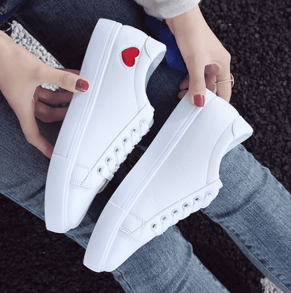 Leather Heart White Sneakers - SHANKARA CHÉRIE