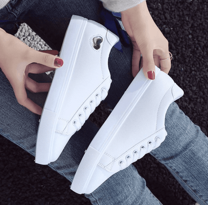 Leather Heart White Sneakers - SHANKARA CHÉRIE