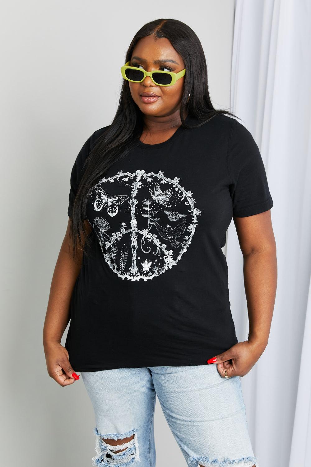 mineB Full Size Butterfly Graphic Tee Shirt - SHANKARA CHÉRIE