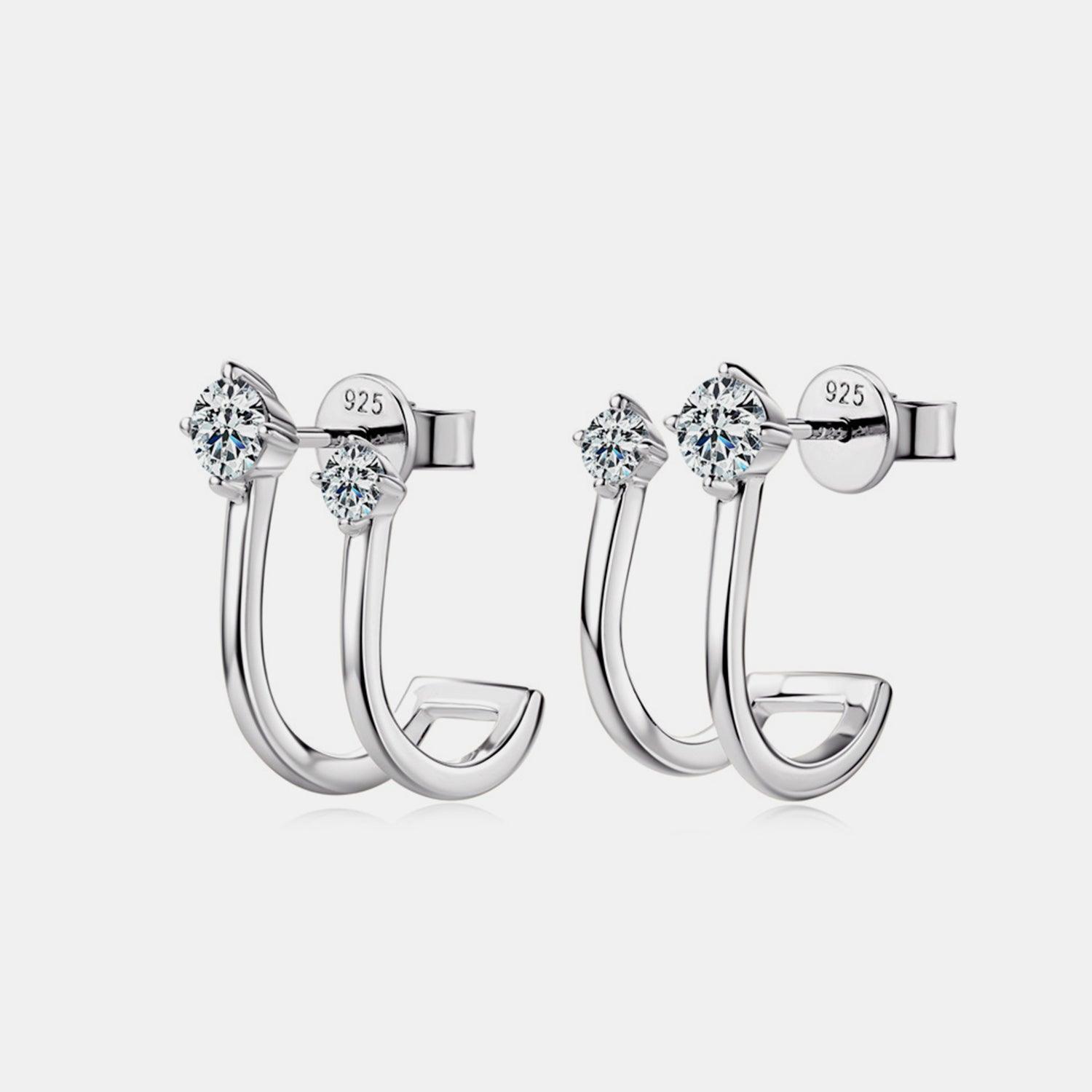 Moissanite 925 Sterling Silver C-Hoop Earrings - SHANKARA CHÉRIE