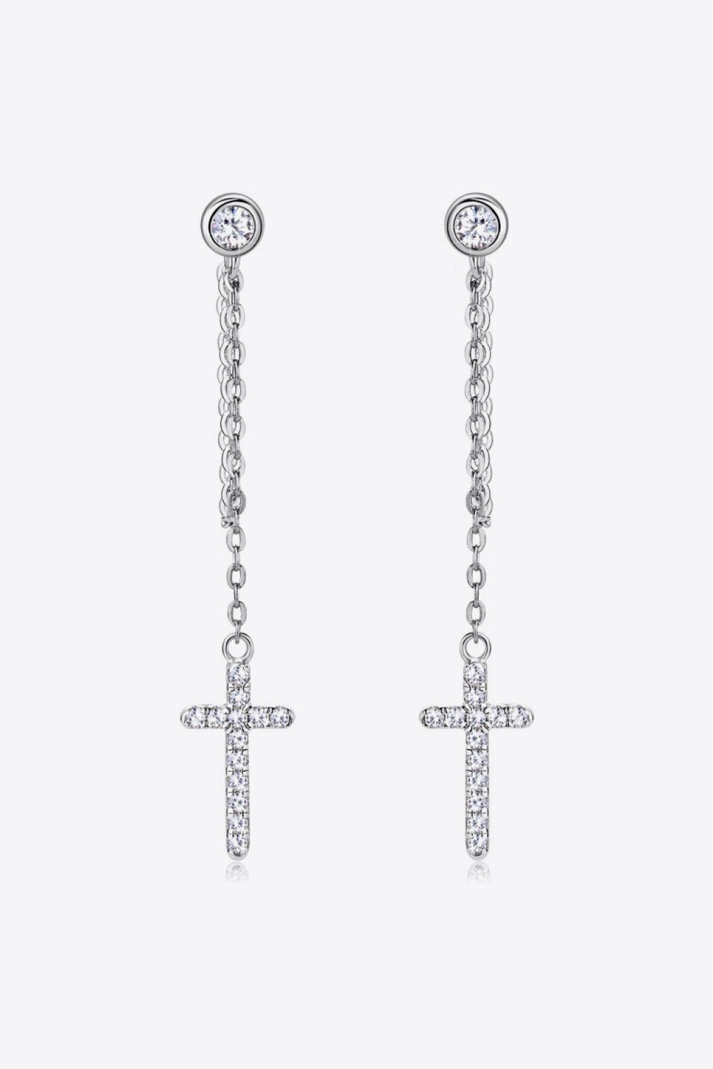 Moissanite 925 Sterling Silver Cross Earrings - SHANKARA CHÉRIE